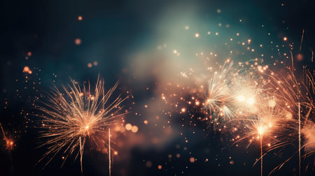 Abstract colored firework background with free space for text. bright fireworks. Background night festive fireworks in the sky. generative aiの素材