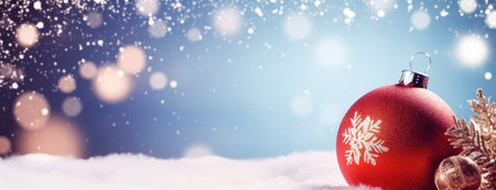 Horizontal Christmas banner, web poster, header cap for website. Merry Christmas and Happy New Year. Festive bright beautiful background. generative aiの素材