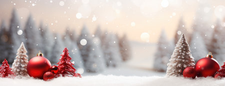Horizontal Christmas banner, web poster, header cap for website. Merry Christmas and Happy New Year. Festive bright beautiful background. generative aiの素材