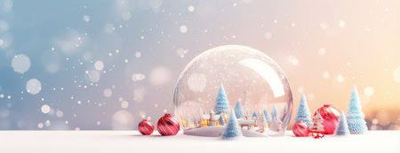 Horizontal Christmas banner, web poster, header cap for website. Merry Christmas and Happy New Year. Festive bright beautiful background. generative aiの素材