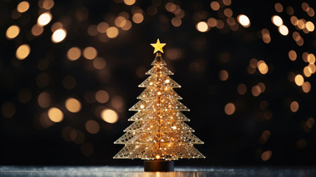 christmas trees. Background bright blurred lights bokeh light. Merry Christmas and Happy New Year. Festive bright beautiful background.の素材