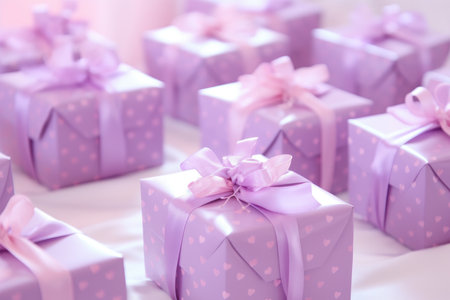 Christmas gift box. Colorful multicolored gift boxes. Merry Christmas and Happy New Year. Festive bright beautiful background.の素材