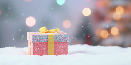 Merry Christmas and Happy new year. Festive background with gift boxes. Christmas gift boxの素材
