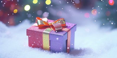 Merry Christmas and Happy new year. Festive background with gift boxes. Christmas gift boxの素材