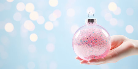 Christmas balls. Merry Christmas and Happy new year. Festive background with xmas decoration ballsの素材