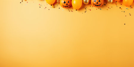Pumpkins and balloons for Halloween. Happy Halloweenの素材