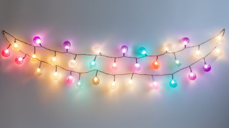 Bright Christmas glowing garlands. Christmas decorative ornamentsの素材