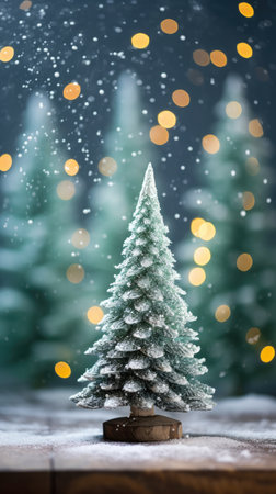 Festive Christmas New Year background. Holiday Christmas winter treeの素材
