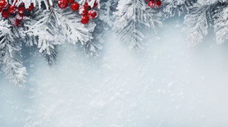 Festive Christmas New Year background pine branches. Holiday Christmas tree branches. Winter firの素材