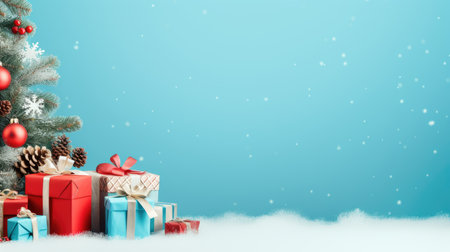 Festive Christmas New Year background with surprise box. Holiday Christmas gift boxの素材
