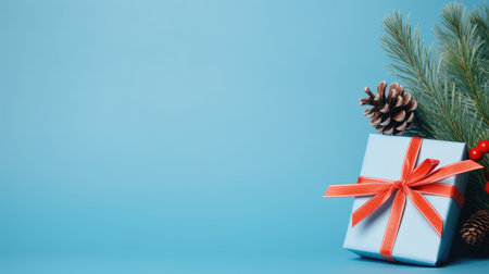 Festive Christmas New Year background with surprise box. Holiday Christmas gift boxの素材