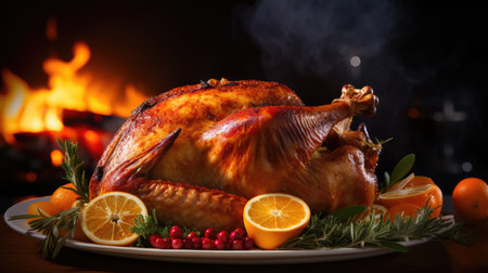 Thanksgiving Day Baked Turkey. Roasted chickenの素材
