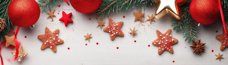 Merry Christmas and Happy New Year. Bright festive Christmas background. New Year's celebrationの素材