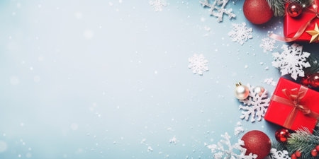 Merry Christmas and Happy New Year. Bright festive Christmas background. New Year's celebrationの素材