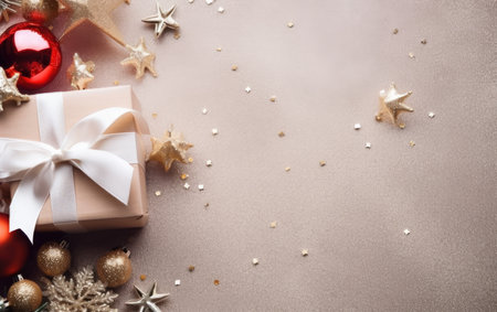 Merry Christmas and Happy New Year. Bright festive Christmas background. New Year's celebrationの素材