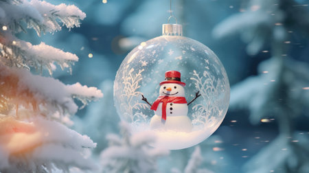 Christmas and New Year holiday background. Christmas decorations ball hanging on the Christmas tree. Xmas festiveの素材