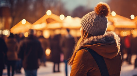 Young Woman in winter. Beautiful Girl in winter clothes in wintertime outdoorの素材