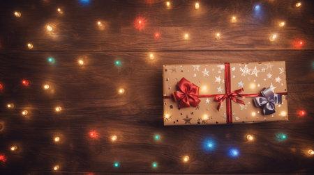 Merry Christmas and a happy new year. Festive xmas background. Holiday Christmas Gift boxの素材