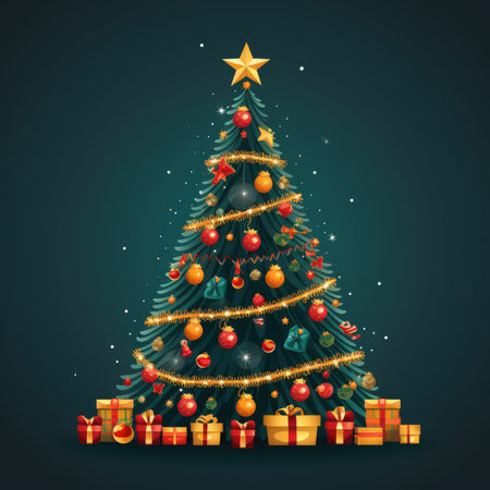 Christmas tree decorated. Christmas treeの素材