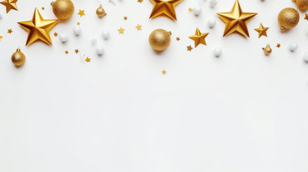 Merry Christmas and Happy New Year. Christmas background with decorative holiday decorationsの素材