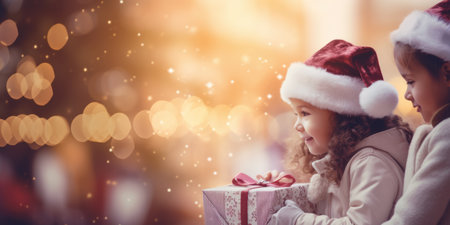 Happy joyful Christmas children. Winter seasonの素材