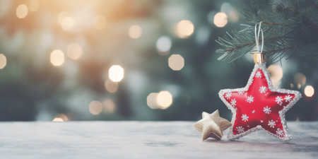 Red star decor. Christmas and Happy New Year backgroundの素材