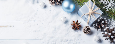 Christmas and Happy New Year background. horizontal banner, web poster, header for websiteの素材