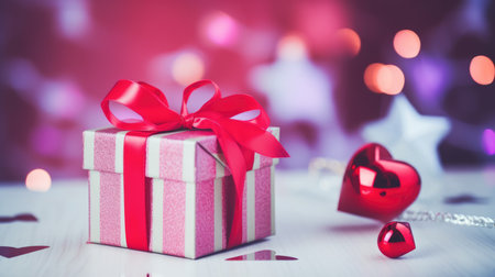 Merry Christmas and a happy new year. Background with Christmas gift boxの素材