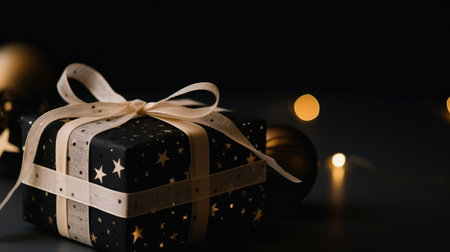 Merry Christmas and a happy new year. Background with Christmas gift boxの素材