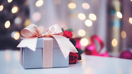 Merry Christmas and a happy new year. Background with Christmas gift boxの素材