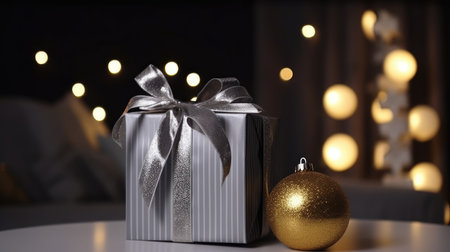 Merry Christmas and a happy new year. Background with Christmas gift boxの素材