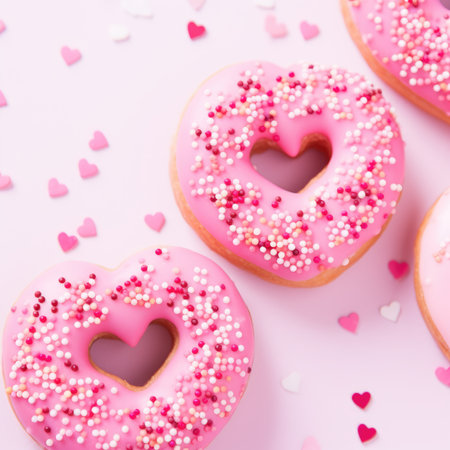 Sweet dessert in the shape of a heart romantic background. Beautiful composition. Valentine's Day, Birthday, Happy Woman Day, Mother's Day. Holiday poster and bannerの素材