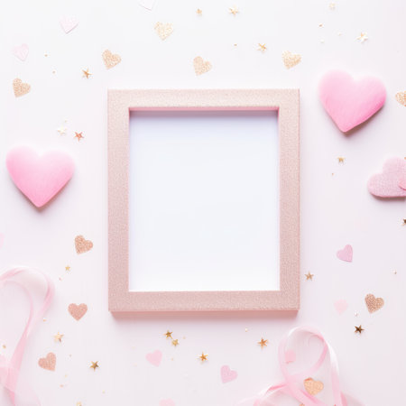 Romantic frame with borders of hearts. Valentine's Day, Birthday, Happy Woman Day, Mother's Day. Holiday poster and bannerの素材