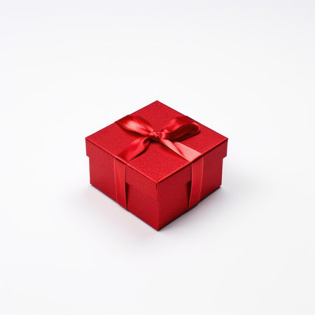 red gift box isolated on white backgroundの素材