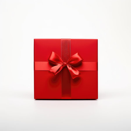 red gift box isolated on white backgroundの素材