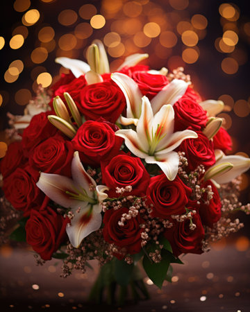 Flowers bouquet of roses beautiful. Background Rose flowers for the holidays Valentine's Day, Birthday, Happy Woman Day, Mother's Day. Holiday poster and bannerの素材