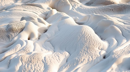 Close-up view of white sand dunes in the evening.の素材