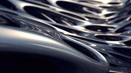 3d rendering of abstract wavy metallic background with some smooth lines in itの素材