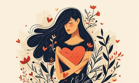 Beautiful girl romantic illustrationの素材