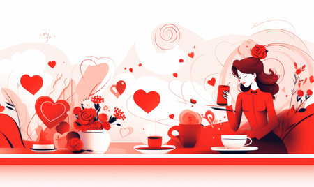 Beautiful girl romantic illustrationの素材