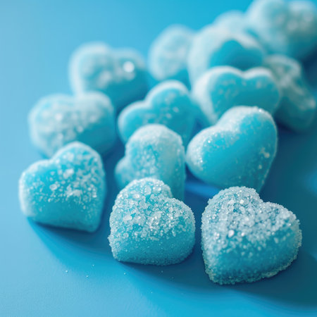 Valentine's Day treats, sweet dessert for birthdays, weddings, flat lay views, soft pastel colorの素材
