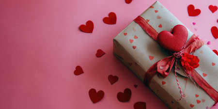 Background with surprise and gift box. Holiday Valentine's Day, birthday, wedding. Romantic presentsの素材