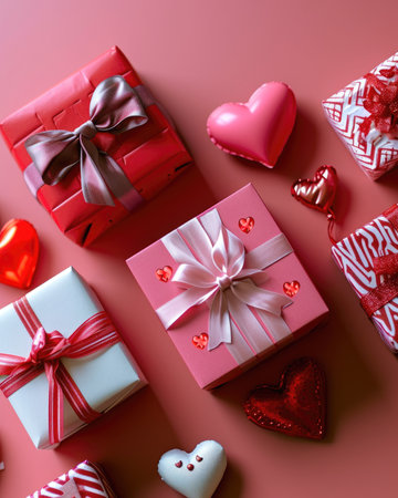 Background with surprise and gift box. Holiday Valentine's Day, birthday, wedding. Romantic presentsの素材