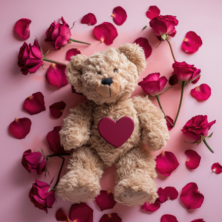 Background with bear toy. Holiday Valentine's Day, birthday, wedding. Romantic bearsの素材