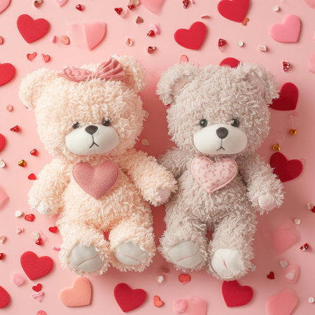 Background with bear toy. Holiday Valentine's Day, birthday, wedding. Romantic bearsの素材