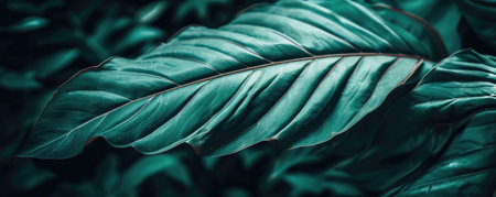 Abstract green leaf texture, nature background, tropical leaf. closeup nature view of green leaf and palms background.の素材
