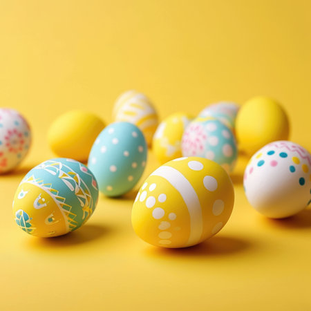 Easter egg holiday background. Easter eggs beautiful colorsの素材