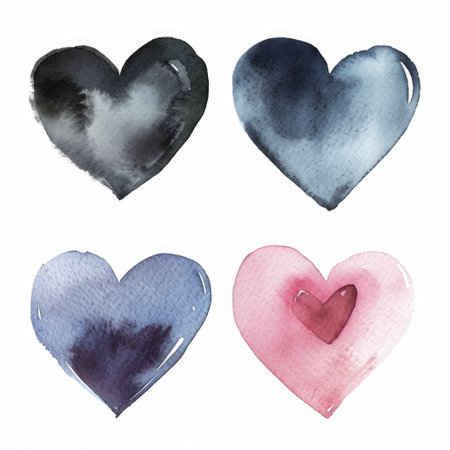 Set watercolor heart symbol of love isolated white backgroundの素材