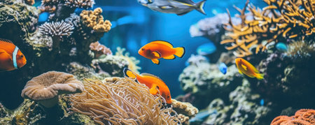 Underwater view of tropical coral reef with fishes and corals. Beautiful marine life, abstract natural background, gorgeous coral garden underwater, tropical. beauty of wild natuの素材