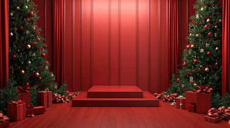 Podium in the background. Studio podium for product advertising. Stage stand. Blank podium. Display platformの素材